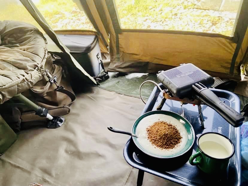 Breakfast, not at Tiffany's, but in the bivvy. 